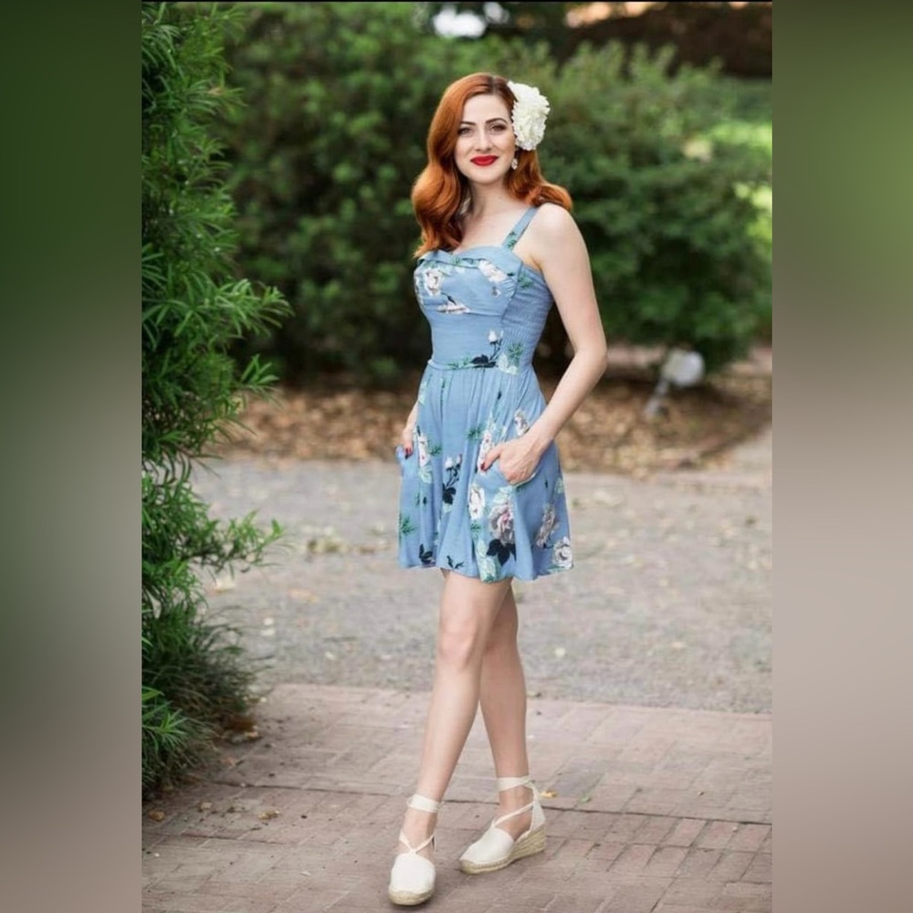 Trashy Diva French Blue Roses Trixie Romper SMALL